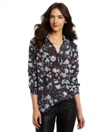 Rebecca Taylor Women's Floral Print Blouse, Grey Combo, 2