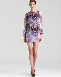 In a feathery print, ERIN Erin Fetherston's floaty silk dress sparkles with a beaded neckline.