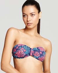 A bright tropical print adds festive flavor to Lily Pulitzer's bandeau bikini top.