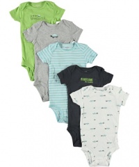 Carter's Baby Boys 5-pack Short Sleeve Bodysuit Set (Preemie-24M) (9 Months, Multi)