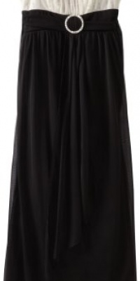 Ruby Rox Kids Girls 7-16 Sequin Top Maxi Dress With Drape Front, Black/Ivory, X-Large