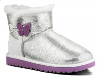 UGG Australia Girls' K Mini Bailey Button Lizard Silver 2 Little Kid