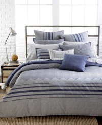 This Great Point duvet cover set from Tommy Hilfiger infuses your bedroom with distinctive style. A landscape of stripes and herringbone patterns play off of each other, creating a two-dimensional effect. Button closure.