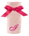 Princess Linens Embroidered Pink Initial Cotton Knit Blanket, I