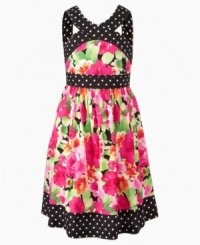 Cross sassy style off her list with this cute contrast-print dress from Bonnie Jean.