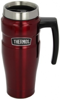 Thermos Stainless King 16-Ounce Leak-Proof Travel Mug with Handle, Cranberry