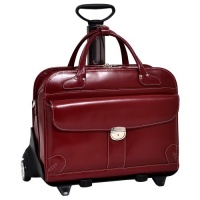 McKleinUSA LAKEWOOD 96616 Red Leather Fly-Through Checkpoint-Friendly Detachable-Wheeled Ladies' Briefcase