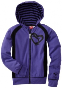 Puma - Kids Girls 7-16 Stripe Lined Hoodie, Simply Purple, X-Large