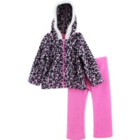 Young Hearts Girls 2-6X 2 Piece Printed Jackethood and Pant, Pink, 4T