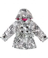 Hawke & Co. Zebra Wild Raincoat (Sizes 7 - 16) - black/white, 16