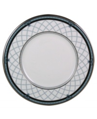 Set the table with English country charm with the Countess Collection form Royal Doulton. A charming lattice design is accented by cobalt and silver bands as well as delicate paisley flowers. Salad plate shown center.