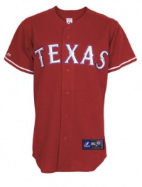 MLB Texas Rangers Scarlet Alternate Short Sleeve 6 Button Synthetic Replica Baseball Jersey Spring 2012 Men's