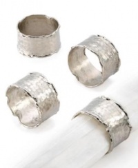 Kemp & Beatley Napkin Rings, Silver Metal, Set of 4