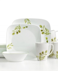 A taste of Tuscany. With the lasting durability of Corelle and a serene olive pattern plucked from the countryside, the Italian Garden dinnerware set caters every meal with effortless, elegant charm.