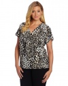 Calvin Klein Women's Plus-Size Print V Neck with Hardware