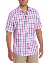 IZOD Men's Short Sleeve Plaid Button Down