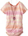 Beautees Girls 7-16 Stripe Cross Back Top, Orange, Small