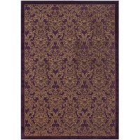 Couristan 1225/0110 PAVE Petite Damask 90-Inch by 132-Inch Chenille Area Rug, Garnet/Gold