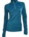 Nike Women's Dri-Fit Element Wool Half Zip LS Running Top-Teal-Small