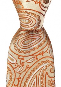 Scott Allan Men's Paisley Necktie - Orange and Blue