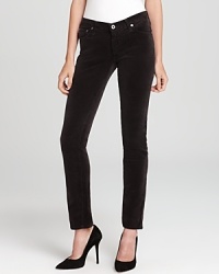 Strike a new chord this fall with this skinny-fit low rise AG Adriano Goldschmied corduroy pant that offers a classic five-pocket silhouette.