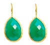 18KT Gold Vermeil Green Onyx Teardrop Earrings 925 Sterling Silver Bezel Set Gemstone Drops