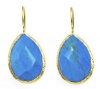 18KT Gold Vermeil Large Turquoise Teardrop Earrings 925 Sterling Silver Bezel Set Gemstone Drops, Kyle Richards