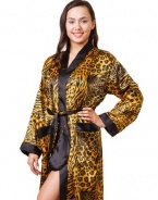 Women's Animal Print Satin Robe with Two Front Pockets, Size (M), Style#G17-31-M