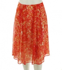 Jones New York Collection Pleated Flare Skirt New Coral Multi 2P