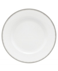 Fresh and cool in crisp white, the Silver Leaf salad plate delivers modern style and iconic craftsmanship. Delicate feathered platinum applied using Wedgwood's signature technique shimmers with whimsy on sleek bone china.