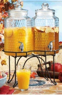 Home Essentials 1842 Del Sol Hammered Jug Beverage Dispenser With Rack, Set Of 2