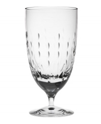 Refresh your formal table with the stylized petal cuts and refined whimsy of Modern Love stemware by Monique Lhuillier for Royal Doulton. This lead-free crystal iced beverage glass combines a sleek bell shape and simple stem with convenient dishwasher-safe durability.