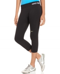 Nike's athletic capri pants feature perforated designs at the calf and a sporty text logo at the waistband. Pair it with your favorite sneakers and a tee for chic style that keeps you cool.