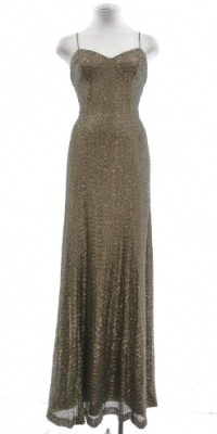 Ralph Lauren Olive Green Metallic Modern Glamour Long Gown 8