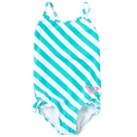 Roxy Kids Girls 2-6X Criss Cross Ruffle One Piece Beach Bloom Print Swimsuit, Moroccan Mint, 2T