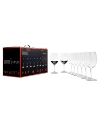 Adhering to the Riedel principle of content commands shape, these Vinum wine glasses feature a large bowl to highlight the unique qualities of Bordeaux, Merlot and other robust reds. High-quality crystal makes the set as beautiful as it is functional, perfect for any table and occasion.