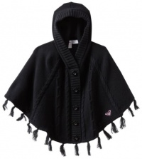 Roxy Kids Girls 2-6X Wish List Pullover Sweater Poncho, True Black, Large/X-Large