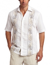 Cubavera Men's Short Sleeve Leaf Print Embroidered Shirt