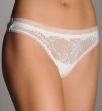 Calvin Klein Womens Luxe Thong, Ivory, Medium