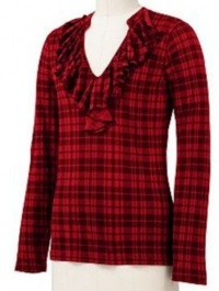 Ralph Lauren CHAPS Womens Top Blouse Small 4-6 Red Black Plaid