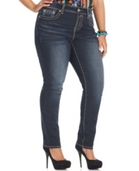 Pair the season's hottest tops with Hydraulic's skinny plus size jeans, featuring a dark wash.