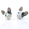 DaisyJewel Top Seller Mega Clearance Sale - Betsey Johnson Style Black and White French Bulldog Puppy Earrings - Skin-Safe Gold Alloy, Enamel, Green Crystal Eyes and 5 Sparkly Diamond-Like Crystals in Each Ear (These Could Easily Pass as Cats, Too. I have