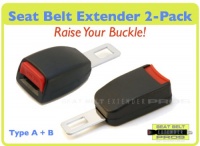 2-Pack Mini Seat Belt Extender (Type A + Type B) - Adds 3 inches, fits 97% of cars!