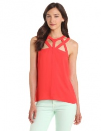 BCBGMAXAZRIA Women's Jada Cutout Tank Top, Bright Poppy, Large