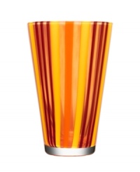 With a retro feel and stripes of fun candy colors, the beach-inspired Cabana vase brightens any space with irresistible style. Designed by Ludvig Lofgren for Kosta Boda.