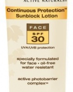 Aveeno Continuous Protection Lotion Face SPF 30, 3-Ounce (Pack of 2)