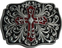 Cross Crucifix Artistic Belt Buckle Black Red (OC-054)