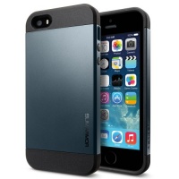 SPIGEN SGP SGP10088 Slim Armor Case for iPhone 5/5S - 1 Pack - Retail Packaging - Metal Slate