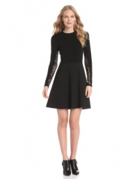 Rebecca Taylor Women's Ponte and Lace Dress, Black, 6