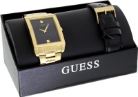 GUESS Men's Gold-Tone Watch Set With Diamond Accent